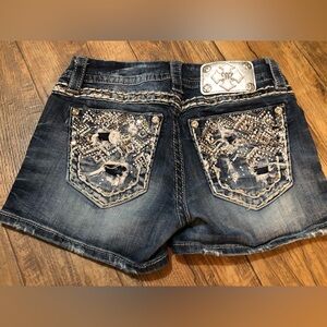 Miss Me Jeans Shorts Women's Sz 25 Embellished Pockets Western Denim